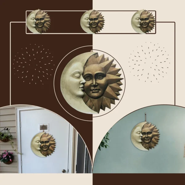 Design Celestial Sun And Moon Wall Sculpture Icons Of Astronomy Icons Decoration Craft Hanging Decorations Party Wedding Decor - Image 2
