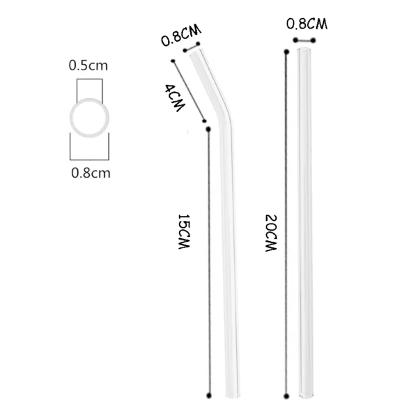 200*8mm Reusable Glass Straw Set High Borosilicate Smoothie Cocktails Straw Healthy Eco Friendly Drinking Straw with Clear Brush - Image 6
