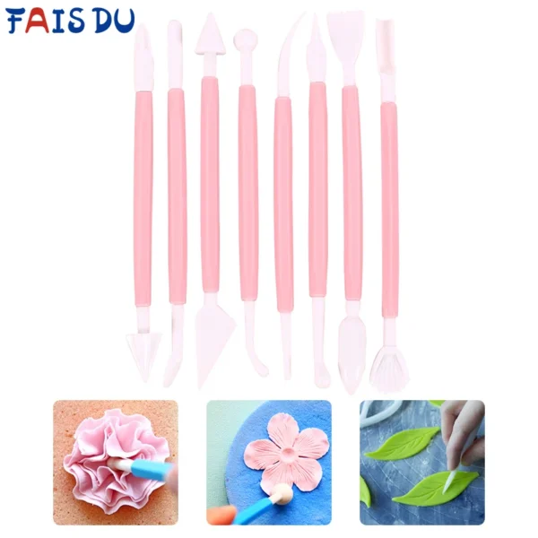 Fais Du 8pcs Fondant Cake Decorating Graver Set Bakeware Chocolate Baking Carving Utensils For Kitchen Pastry Tools Accessories - Image 3