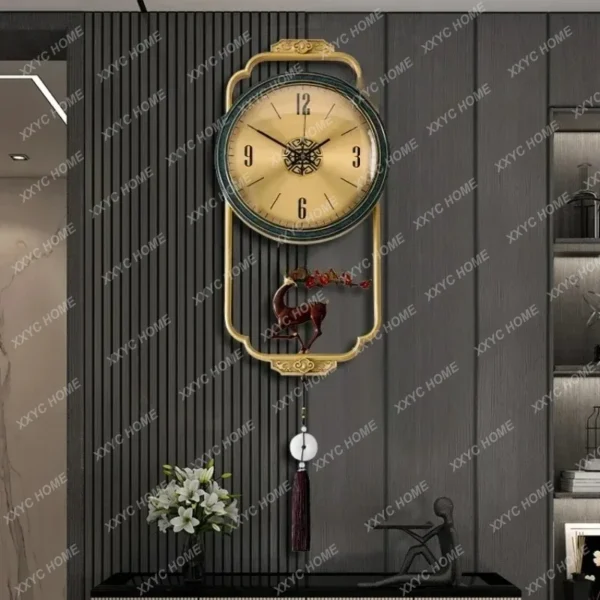 Quartz Clock Household New Chinese Modern Wall Clock Light Luxury Wall Watch Noiseless Clock - Image 2