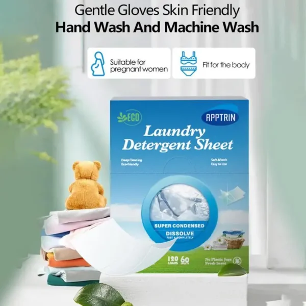 60pcs Detergent Sheets Washing Sheets Natural Laundry Strips with Deep Cleaning for Dorms Camping Home Hotel Traveling - Image 2