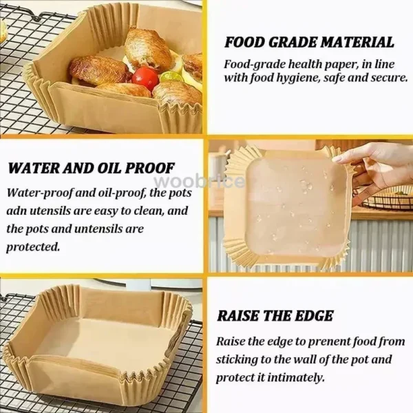50/100pcs Air Fryer Disposable Liners, Non-Stick Airfryer Baking Papers, Non-stick Parchment Paper for Baking Roasting Microwave - Image 4