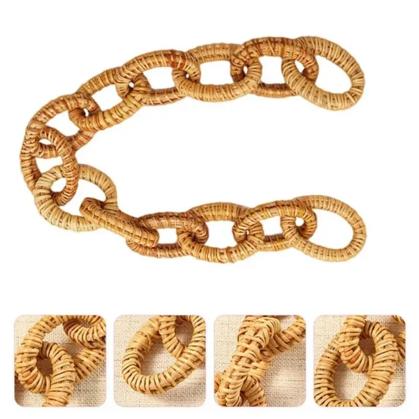 Nordics Natural Rattan Chain Link Decor 13-Rings Coffee Table Decorative Accents Sculpture Interior Boho Room Decor Knot Chain - Image 5