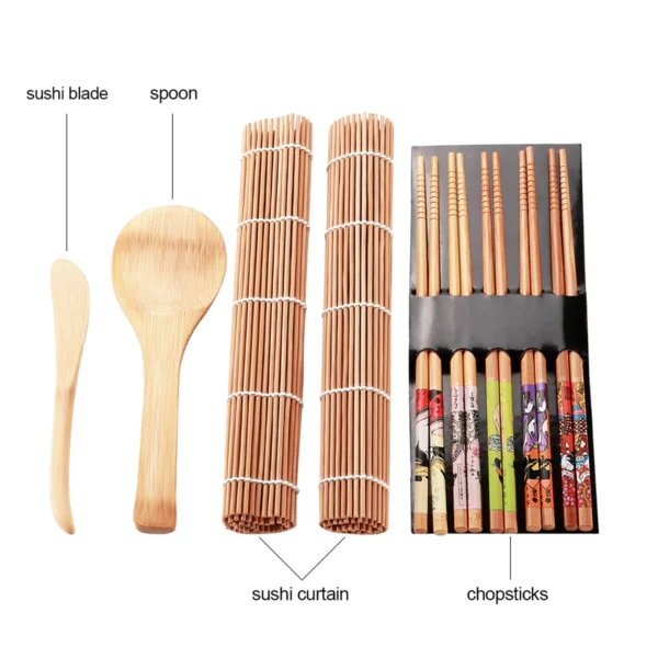 13Pcs/set Bamboo Sushi Making Kit Family Office Party Homemade Sushi Gadget For Food Lovers Sushi Kit Sushi Making Kit Sushi Set