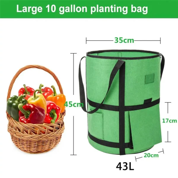 3Pcs 10 Gallon Durable Felt Plant Bag Green Planting Bucket Thickened Non-woven Garden Carrot Vegetable Potato Growing Pot - Image 6