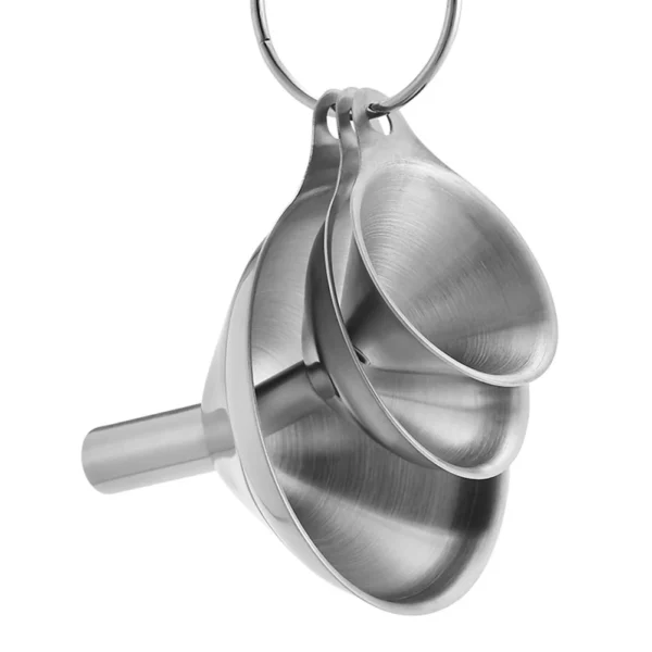 3 Piece Stainless Steel Funnels Set with Handle Funnel Oil Spill Wine Spill Tool for Transferring Liquid Dry Ingredients Powder - Image 2
