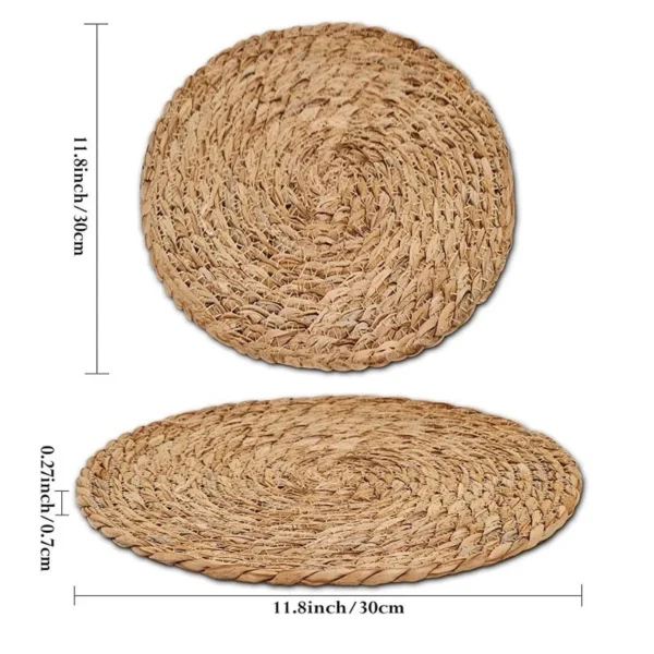 Pot Mats Handwoven Rattan Placemats Round Heat Insulation Mats Natural Woven Table Mats For Dining Home Wedding Decor - Image 2